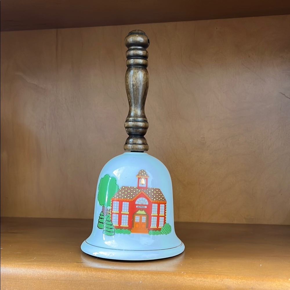 Vintage 70s School Days Decorative Hand Bell Music Box
